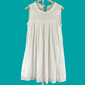 Tommy Bahama Crinkle Rayon Sleeveless White Dress Swim Cover-Up PS